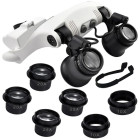 Laikrodininko didinamieji akiniai su 2 LED diodais – 10x, 15x, 20x, 25x
