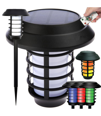 Sodo saulės žibintas-žibintuvėlis su RGB apšvietimu ir nuotolinio valdymo pultu