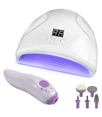 Manikiūro rinkinys su UV/LED lempa ir nagų freza, 12 LED, 12 W