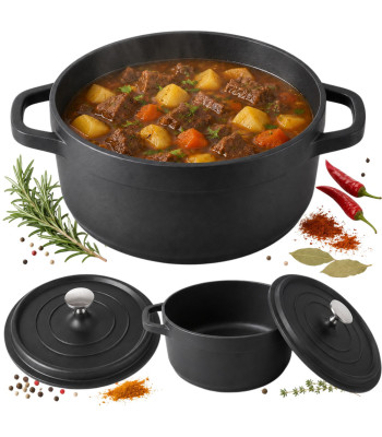 Aliumininis puodas-troškintuvas su dangčiu, juodas, 2 l