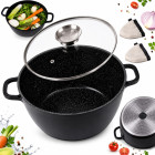 Granitinis puodas su aromatizatoriumi, stikliniu dangčiu ir virtuvinėmis pirštinėmis, 13 l, 37 cm