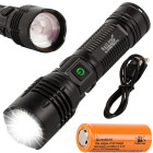 Taktinis LED žibintuvėlis Bailong su CREE PM10-TG LED, priartinimo funkcija ir „Power Bank“, M1682