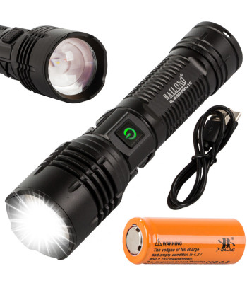 Taktinis LED žibintuvėlis Bailong su CREE PM10-TG LED, priartinimo funkcija ir „Power Bank“, M1682