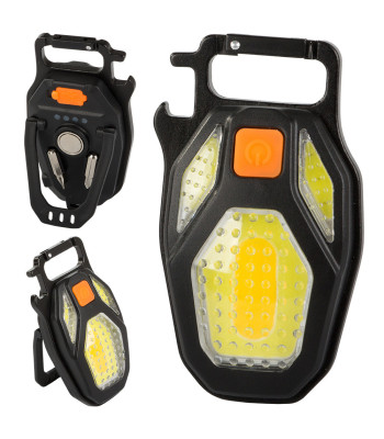 LED COB žibintuvėlis-pakabukas su atidarytuvu ir magnetu, įkraunamas per USB, 08370
