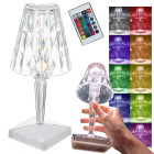 Kristalo efekto RGB LED naktinė stalinė lempa su pulteliu, 25 cm