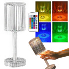 LED RGB stalinė naktinė lemputė su krištolo imitacija, USB įkrovimu ir nuotolinio valdymo pulteliu, 25 cm