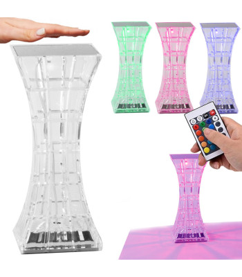 RGB LED naktinė stalinė lempa su pulteliu ir USB įkrovimu, 18 cm