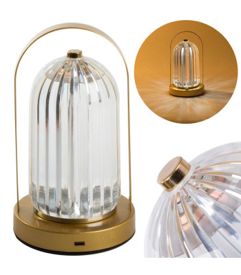 LED naktinė stalinė lempa su stikliniu gaubtu, valdoma lietimu, 3 šviesos spalvos, 21 × 11,5 cm