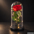 Amžina rožė po stikliniu gaubtu su LED apšvietimu ir dovanų dėžute, 21 × 11 cm