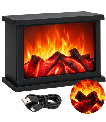 Dekoratyvinis led židinys su judančios liepsnos efektu, juodas, 25 × 17 × 13 cm