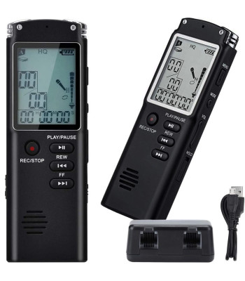 Skaitmeninis diktofonas su mp3 grotuvu, jautriu mikrofonu ir ausinėmis, 8GB