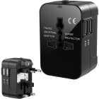 Universalus kelioninis kištukų adapteris su 2 USB jungtimis UK, USA, EU ir AUS lizdams, 7,5cm x 5cm x 4cm