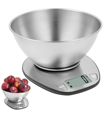 Elektroninės virtuvinės svarstyklės su metaliniu dubeniu, 5 kg / 1 g
