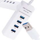 USB šakotuvas su 4 prievadais, baltas, USB 3.0, 10,5 × 3,7 × 2,5 cm