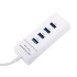 USB šakotuvas su 4 prievadais, baltas, USB 3.0, 10,5 × 3,7 × 2,5 cm