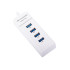 USB šakotuvas su 4 prievadais, baltas, USB 3.0, 10,5 × 3,7 × 2,5 cm