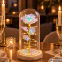 Amžina rožė po stikliniu gaubtu su led apšvietimu ir dovanų dėžute, 21 cm