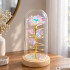 Amžina rožė po stikliniu gaubtu su led apšvietimu ir dovanų dėžute, 21 cm