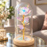 Amžina rožė po stikliniu gaubtu su led apšvietimu ir dovanų dėžute, 21 cm