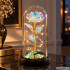 Amžina rožė po stikliniu gaubtu su LED apšvietimu ir dovanų dėžute, 21 cm