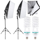 Fotografinio apšvietimo softboxų rinkinys su stovais ir lemputėmis, 2 × 135 W