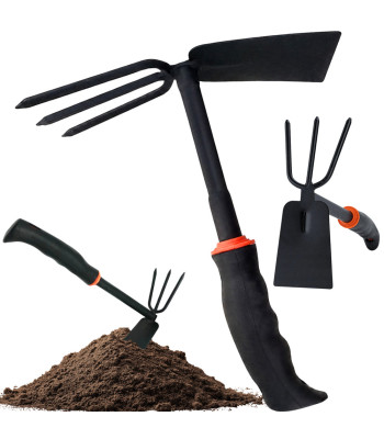 Dvipusė rankinė sodo motika su trimis nagais, 27 cm
