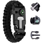 Išgyvenimo apyrankė su kompasu, skiltuvu, paracord virvele, ašmenimis ir švilpuku, 5W1, 26 cm × 2,5 cm