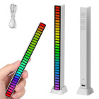 USB RGB LED šviesos juosta, reaguojanti į garsą, 18 režimų, balta, 181 × 16 × 18 mm