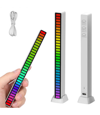 RGB LED šviesos juosta, reaguojanti į garsą, su akumuliatoriumi, 181mm x 16mm x 18mm