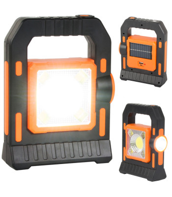 Saulės energija įkraunamas turistinis LED žibintas su powerbanko funkcija, 18cm x 13.5cm x 5cm