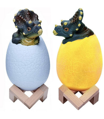 Dinozauro triceratopo kiaušinio formos naktinė LED RGB lempa vaikams