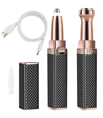 Antakių ir veido plaukelių trimeris su LED lempute, juodas, 13cm x 2cm