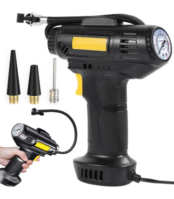 Automobilinis kompresorius su pripūtimo pistoletu ir antgaliais, 12V, 120W, 10 bar, LED