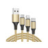 USB įkrovimo kabelis 3 viename su Lightning, Micro USB ir Type-C jungtimis, 1,2 m