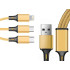USB įkrovimo kabelis 3 viename su Lightning, Micro USB ir Type-C jungtimis, 1,2 m