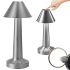 Sidabrinė jutiklinė belaidė LED naktinė stalinė lempa, 3 šviesos atspalviai, 23,5 cm