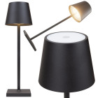 Jutiklinė belaidė LED naktinė stalinė lempa, juoda, 38 cm