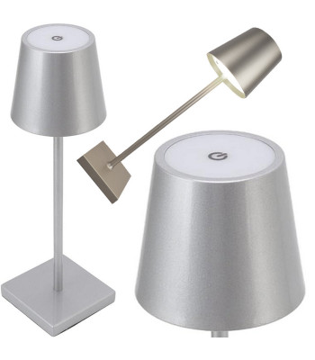 Jutiklinė belaidė LED stalinė naktinė lempa, 3 šviesos atspalviai, USB, 38 cm