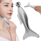 Nerūdijančiojo plieno gua sha masažuoklis su rutuliuku veidui ir kūnui, 13 × 7 cm