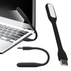 Lanksti silikoninė USB lemputė kompiuteriui, 6 LED, juoda, 16,7 × 1,8 cm