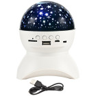 Žvaigždžių projektorius – naktinė LED lempa su „Bluetooth“ garsiakalbiu, USB jungtimi, 11 × 13 cm