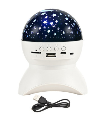 Žvaigždžių projektorius – naktinė LED lempa su „Bluetooth“ garsiakalbiu, USB jungtimi, 11 × 13 cm