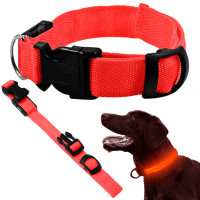 Šviečiantis LED antkaklis šunims ir katėms, reguliuojamas, raudonas, 59 cm