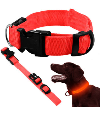Šviečiantis LED antkaklis šunims ir katėms, reguliuojamas, raudonas, 59 cm