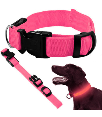 Šviečiantis LED antkaklis šunims ir katėms, rožinis, 59 cm