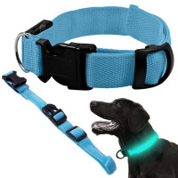 Šviečiantis LED antkaklis šunims ir katėms, mėlynas, reguliuojamas, 36–59 cm