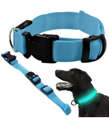 Šviečiantis LED antkaklis šunims ir katėms, mėlynas, reguliuojamas, 36–59 cm