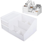 Kosmetikos ir papuošalų organizatorius su dviem stalčiukais, baltas, 25,5 × 17 × 11 cm