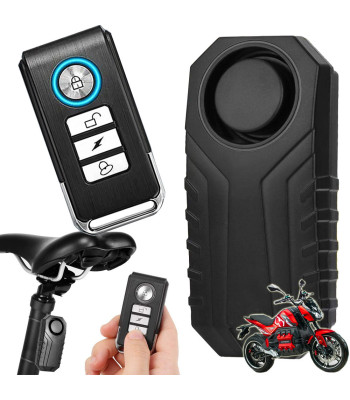 Dviračio ir motociklo apsaugos signalizacija su nuotolinio valdymo pulteliu, 113 dB, juoda