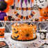 Helovino torto ir užkandžių dekoracija – dviejų eilių „Happy Halloween“ girliandos formos smeigtukas su voru ir voratinkliu, 22 × 19 cm